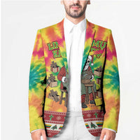 Personalized Lithuania Christmas Blazer Skeleton Cross Tie-Dye Vintage - Wonder Print Shop