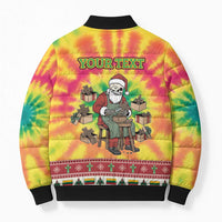 Personalized Lithuania Christmas Bomber Puffer Jacket Skeleton Cross Tie-Dye Vintage - Wonder Print Shop