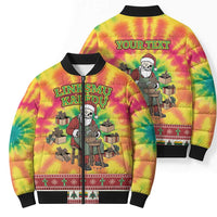 Personalized Lithuania Christmas Bomber Puffer Jacket Skeleton Cross Tie-Dye Vintage - Wonder Print Shop