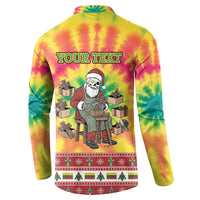 Personalized Lithuania Christmas Button Sweatshirt Skeleton Cross Tie-Dye Vintage - Wonder Print Shop
