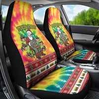 Personalized Lithuania Christmas Car Seat Cover Skeleton Cross Tie-Dye Vintage - Wonder Print Shop