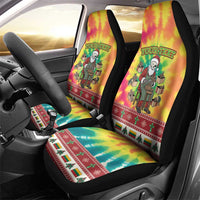 Personalized Lithuania Christmas Car Seat Cover Skeleton Cross Tie-Dye Vintage - Wonder Print Shop