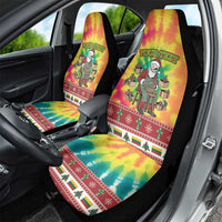 Personalized Lithuania Christmas Car Seat Cover Skeleton Cross Tie-Dye Vintage - Wonder Print Shop