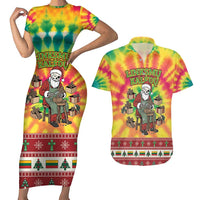 Personalized Lithuania Christmas Couples Matching Short Sleeve Bodycon Dress and Hawaiian Shirt Skeleton Cross Tie-Dye Vintage - Wonder Print Shop