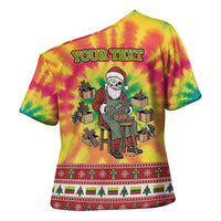 Personalized Lithuania Christmas Cross Shoulder Shirt Skeleton Cross Tie-Dye Vintage - Wonder Print Shop