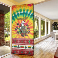 Personalized Lithuania Christmas Door Cover Skeleton Cross Tie-Dye Vintage - Wonder Print Shop