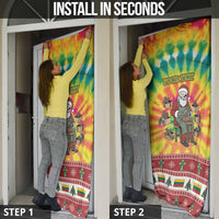Personalized Lithuania Christmas Door Cover Skeleton Cross Tie-Dye Vintage - Wonder Print Shop