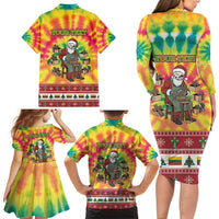 Personalized Lithuania Christmas Family Matching Long Sleeve Bodycon Dress and Hawaiian Shirt Skeleton Cross Tie-Dye Vintage - Wonder Print Shop