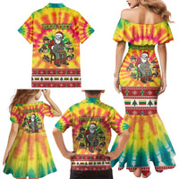Personalized Lithuania Christmas Family Matching Mermaid Dress and Hawaiian Shirt Skeleton Cross Tie-Dye Vintage - Wonder Print Shop