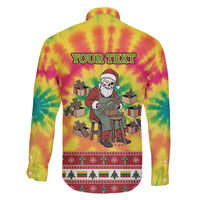 Personalized Lithuania Christmas Family Matching Off The Shoulder Long Sleeve Dress and Hawaiian Shirt Skeleton Cross Tie-Dye Vintage - Wonder Print Shop