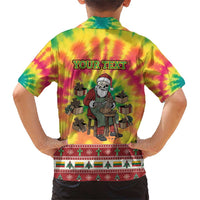 Personalized Lithuania Christmas Family Matching Short Sleeve Bodycon Dress and Hawaiian Shirt Skeleton Cross Tie-Dye Vintage - Wonder Print Shop