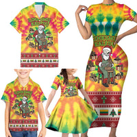 Personalized Lithuania Christmas Family Matching Short Sleeve Bodycon Dress and Hawaiian Shirt Skeleton Cross Tie-Dye Vintage - Wonder Print Shop