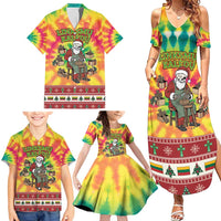 Personalized Lithuania Christmas Family Matching Summer Maxi Dress and Hawaiian Shirt Skeleton Cross Tie-Dye Vintage - Wonder Print Shop