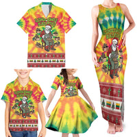 Personalized Lithuania Christmas Family Matching Tank Maxi Dress and Hawaiian Shirt Skeleton Cross Tie-Dye Vintage - Wonder Print Shop