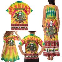 Personalized Lithuania Christmas Family Matching Tank Maxi Dress and Hawaiian Shirt Skeleton Cross Tie-Dye Vintage - Wonder Print Shop