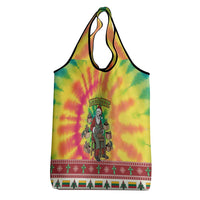 Personalized Lithuania Christmas Grocery Bag Skeleton Cross Tie-Dye Vintage - Wonder Print Shop