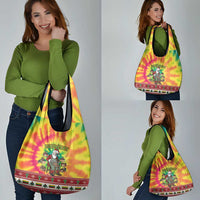 Personalized Lithuania Christmas Grocery Bag Skeleton Cross Tie-Dye Vintage - Wonder Print Shop