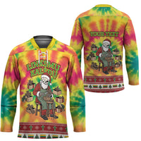 Personalized Lithuania Christmas Hockey Jersey Skeleton Cross Tie-Dye Vintage - Wonder Print Shop