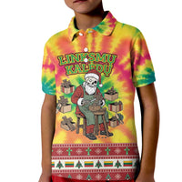 Personalized Lithuania Christmas Kid Polo Shirt Skeleton Cross Tie-Dye Vintage - Wonder Print Shop