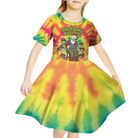 Personalized Lithuania Christmas Kid Short Sleeve Dress Skeleton Cross Tie-Dye Vintage - Wonder Print Shop