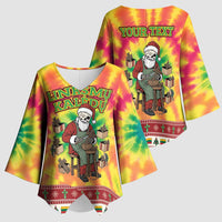 Personalized Lithuania Christmas Kimono Sleeve Blouse Skeleton Cross Tie-Dye Vintage - Wonder Print Shop