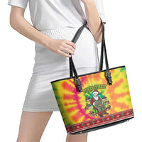 Personalized Lithuania Christmas Leather Tote Bag Skeleton Cross Tie-Dye Vintage - Wonder Print Shop