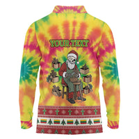 Personalized Lithuania Christmas Long Sleeve Polo Shirt Skeleton Cross Tie-Dye Vintage - Wonder Print Shop