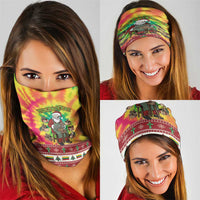 Personalized Lithuania Christmas Neck Gaiter Skeleton Cross Tie-Dye Vintage - Wonder Print Shop