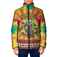 Personalized Lithuania Christmas Padded Jacket Skeleton Cross Tie-Dye Vintage - Wonder Print Shop