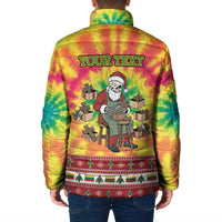 Personalized Lithuania Christmas Padded Jacket Skeleton Cross Tie-Dye Vintage - Wonder Print Shop
