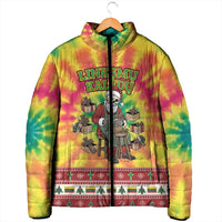 Personalized Lithuania Christmas Padded Jacket Skeleton Cross Tie-Dye Vintage - Wonder Print Shop