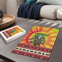 Personalized Lithuania Christmas Puzzle Skeleton Cross Tie-Dye Vintage - Wonder Print Shop