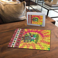 Personalized Lithuania Christmas Puzzle Skeleton Cross Tie-Dye Vintage - Wonder Print Shop