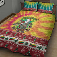 Personalized Lithuania Christmas Quilt Bed Set Skeleton Cross Tie-Dye Vintage - Wonder Print Shop