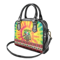 Personalized Lithuania Christmas Shoulder Handbag Skeleton Cross Tie-Dye Vintage - Wonder Print Shop