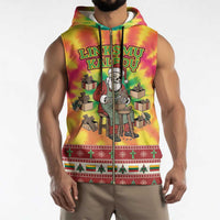 Personalized Lithuania Christmas Sleeveless Zip Hoodie Skeleton Cross Tie-Dye Vintage - Wonder Print Shop