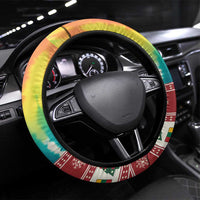 Lithuania Christmas Steering Wheel Cover Skeleton Cross Tie-Dye Vintage - Wonder Print Shop