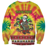 Personalized Lithuania Christmas Sweatshirt Skeleton Cross Tie-Dye Vintage - Wonder Print Shop