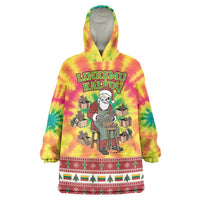 Personalized Lithuania Christmas Wearable Blanket Hoodie Skeleton Cross Tie-Dye Vintage - Wonder Print Shop