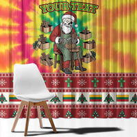 Personalized Lithuania Christmas Window Curtain Skeleton Cross Tie-Dye Vintage - Wonder Print Shop