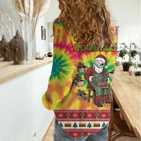 Personalized Lithuania Christmas Women Casual Shirt Skeleton Cross Tie-Dye Vintage - Wonder Print Shop
