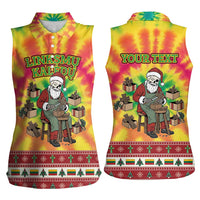 Personalized Lithuania Christmas Women Sleeveless Polo Shirt Skeleton Cross Tie-Dye Vintage - Wonder Print Shop