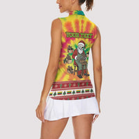 Personalized Lithuania Christmas Women Sleeveless Polo Shirt Skeleton Cross Tie-Dye Vintage - Wonder Print Shop