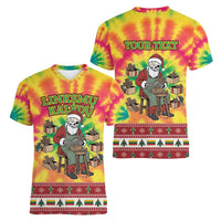 Personalized Lithuania Christmas Women V-Neck T-Shirt Skeleton Cross Tie-Dye Vintage - Wonder Print Shop