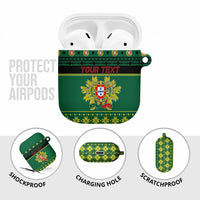 Personalized Portugal Christmas AirPods Case Emblem With Flag Style - Wonder Print Shop