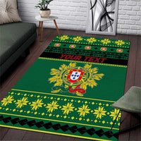 Personalized Portugal Christmas Area Rug Emblem With Flag Style - Wonder Print Shop