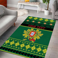 Personalized Portugal Christmas Area Rug Emblem With Flag Style - Wonder Print Shop