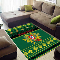 Personalized Portugal Christmas Area Rug Emblem With Flag Style - Wonder Print Shop