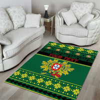 Personalized Portugal Christmas Area Rug Emblem With Flag Style - Wonder Print Shop