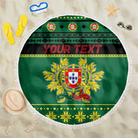 Personalized Portugal Christmas Beach Blanket Emblem With Flag Style - Wonder Print Shop
